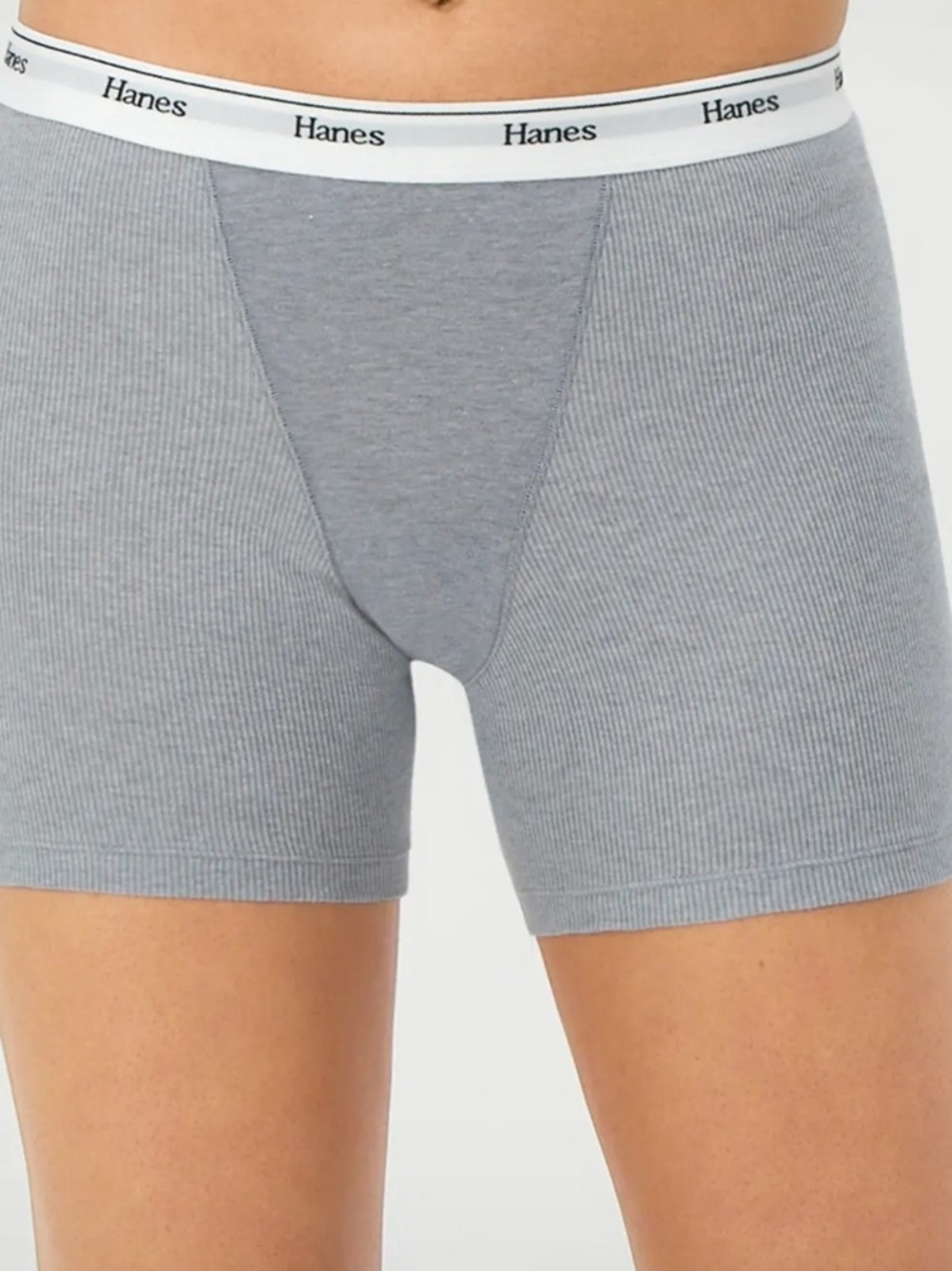 3 Pairs Of Hanes Women’s Ribbed Mid-Thigh Shorts - Gray